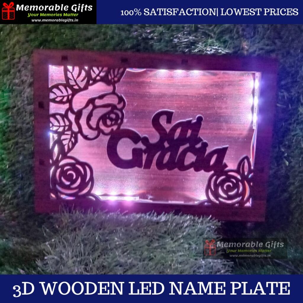 3D Wooden LED Name Plate