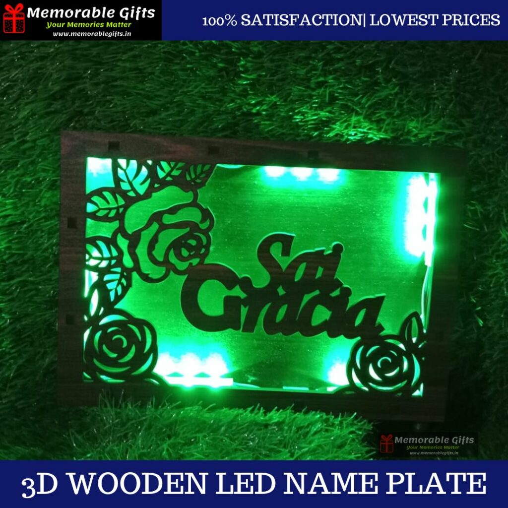 3D Wooden LED Name Plate