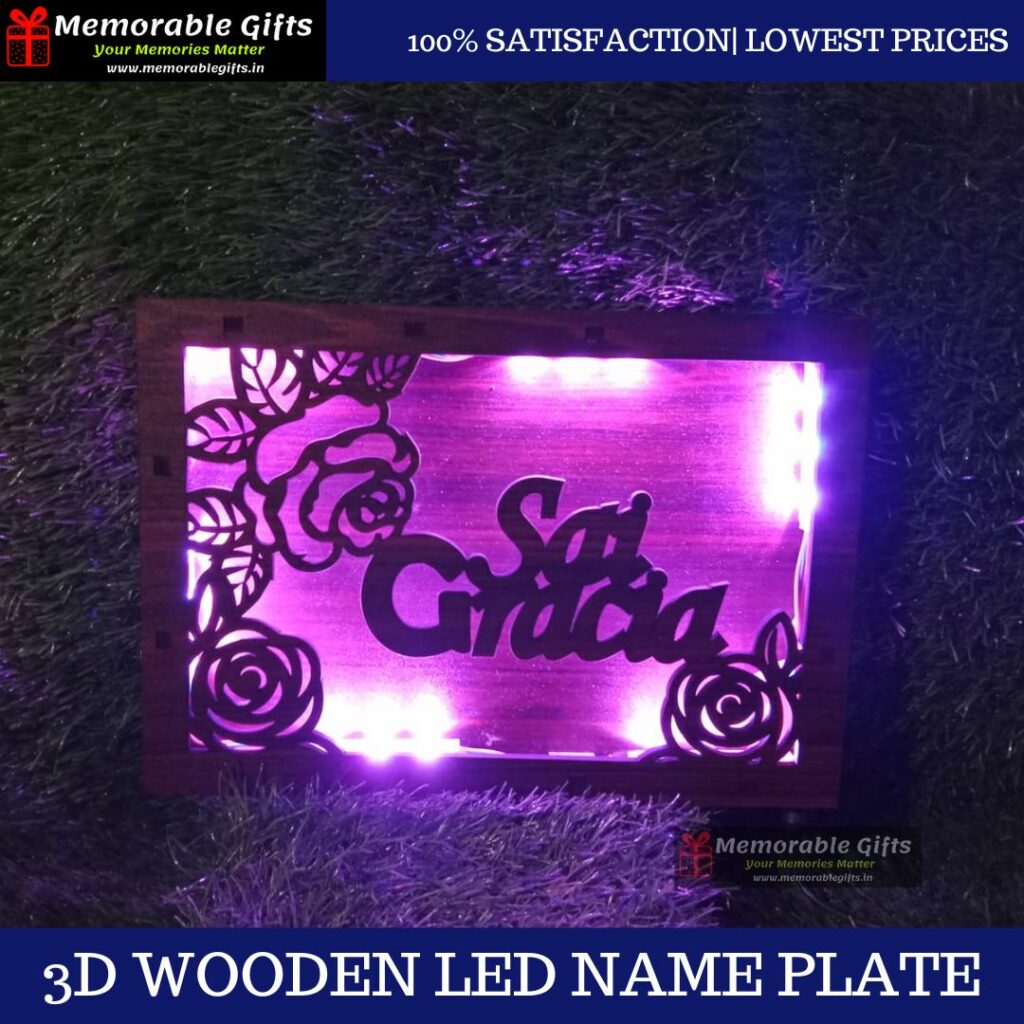 3D Wooden LED Name Plate