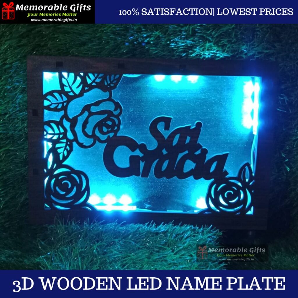 3D Wooden LED Name Plate