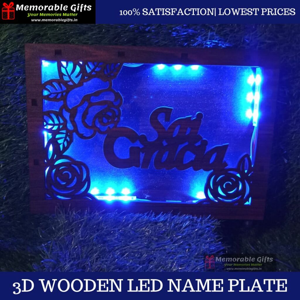 3D Wooden LED Name Plate