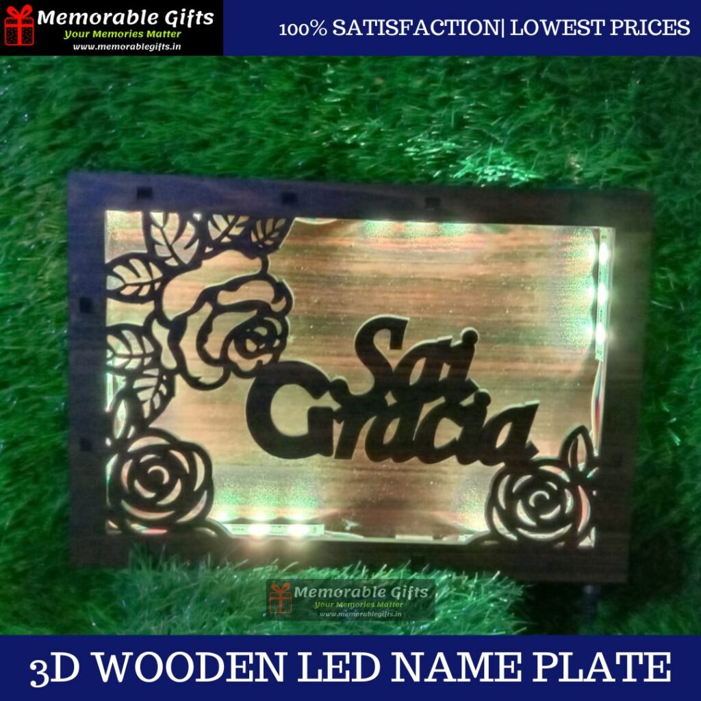3D Wooden LED Name Plate