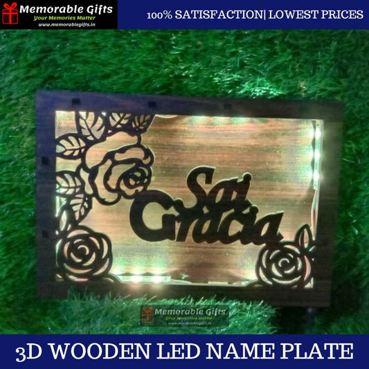 3D Wooden LED Name Plate