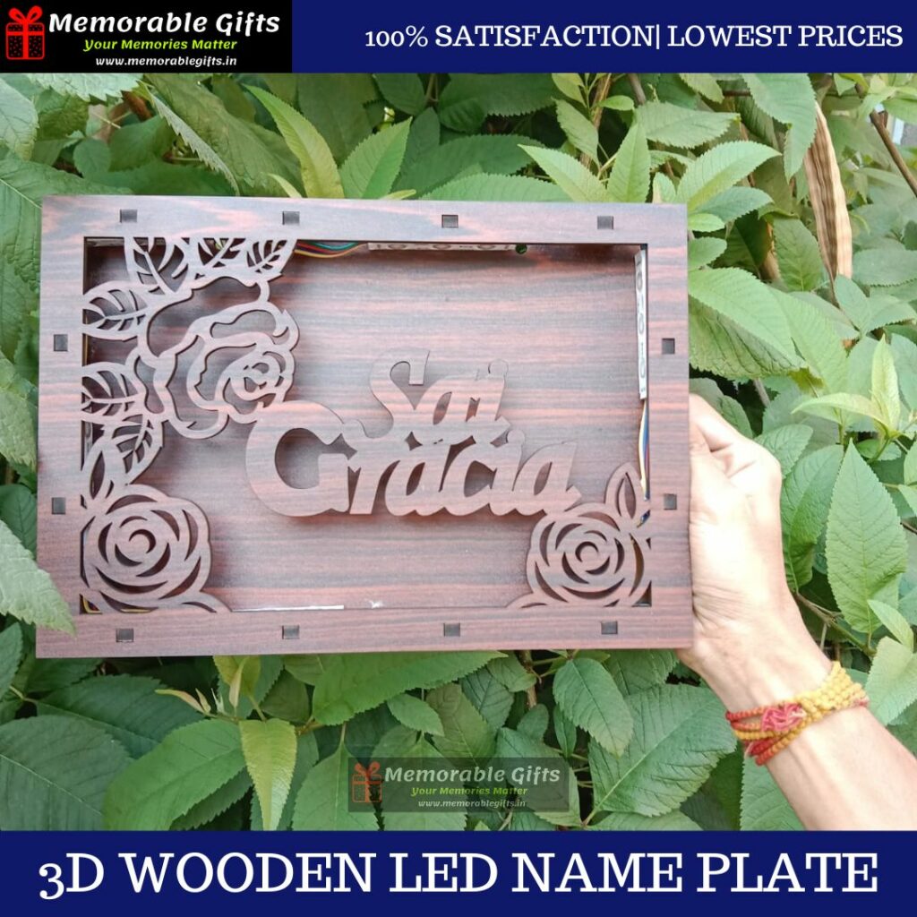 3D Wooden LED Name Plate