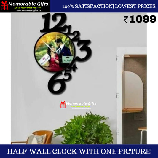 HALF WALL CLOCK with one picture