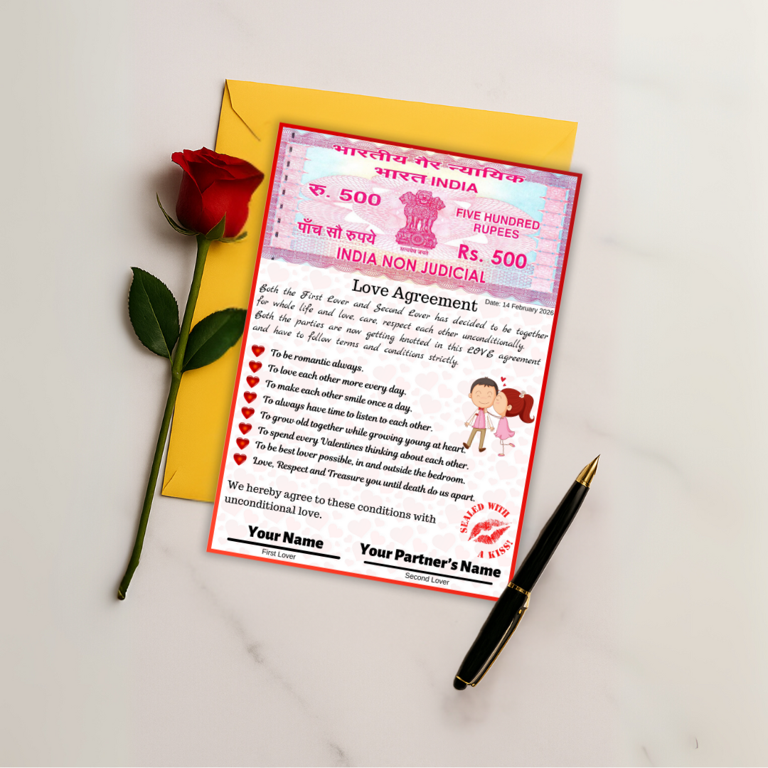 Giftiliya Love Agreement Laminated