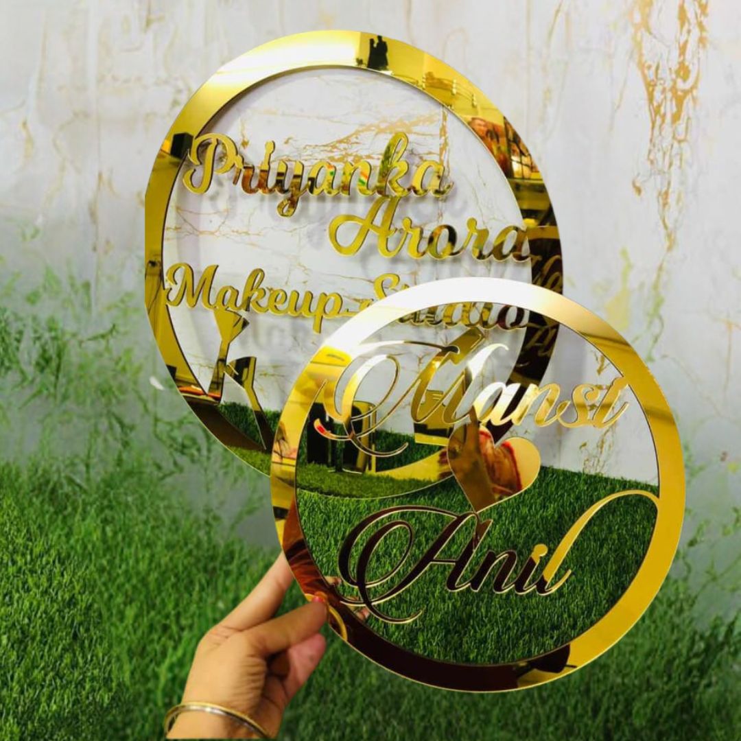 Golden acrylic name plate by Giftiliya