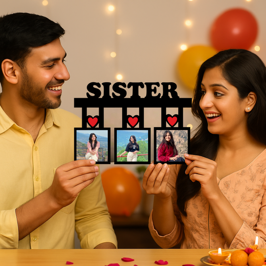 Sister Wall Frame With 3 Pictures Rakhi