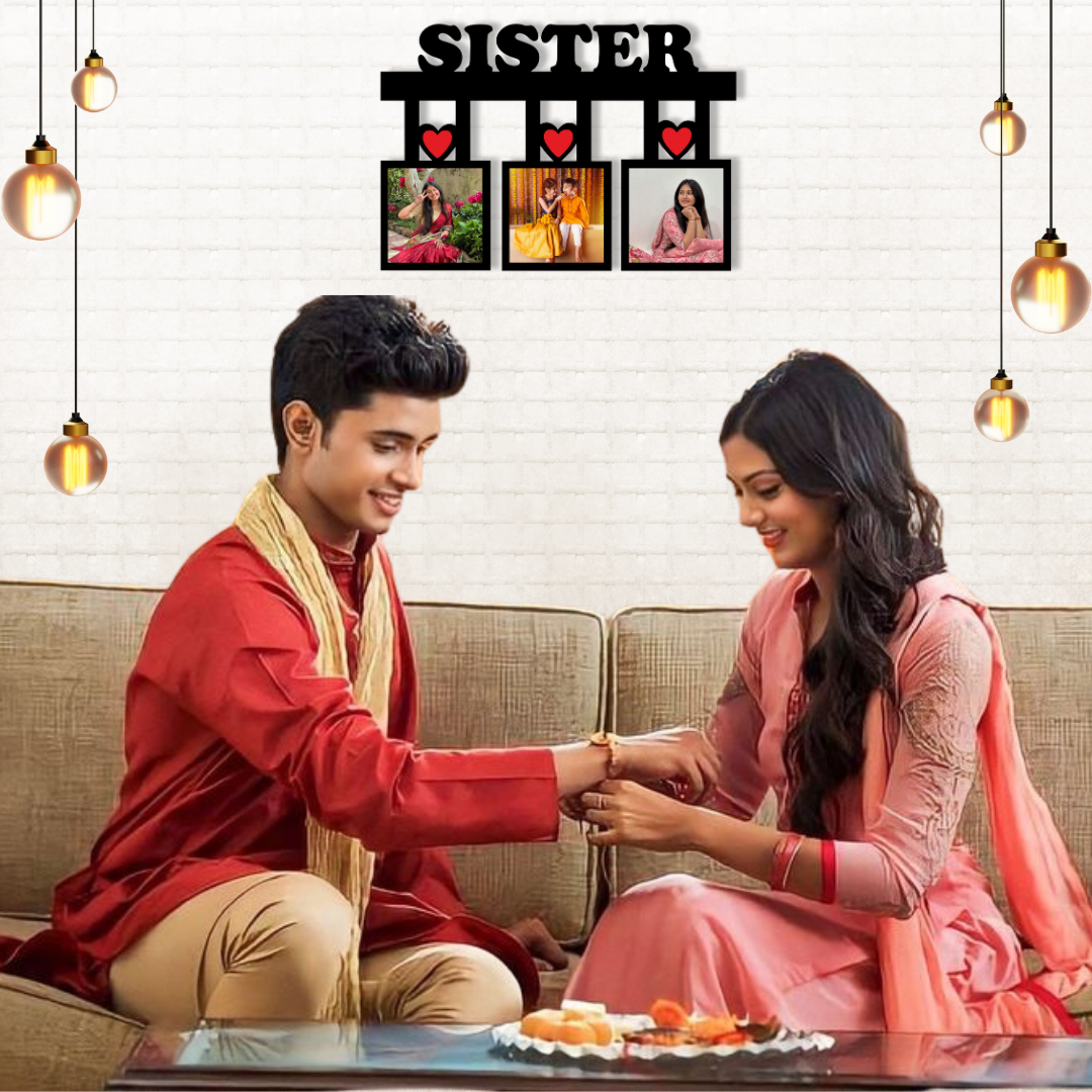 Sister Wall Frame With 3 Pictures Rakhi