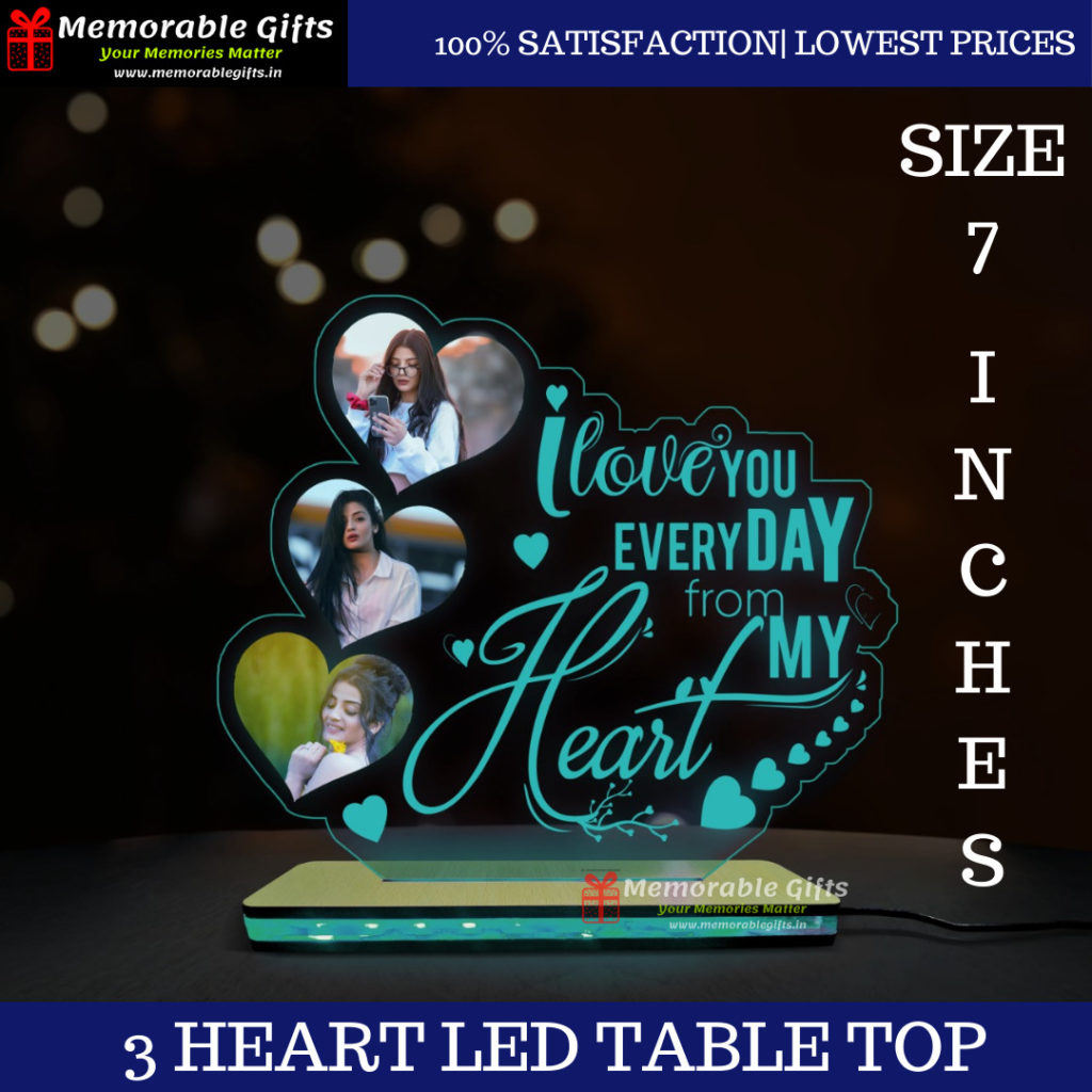 3 Heart LED Table Top