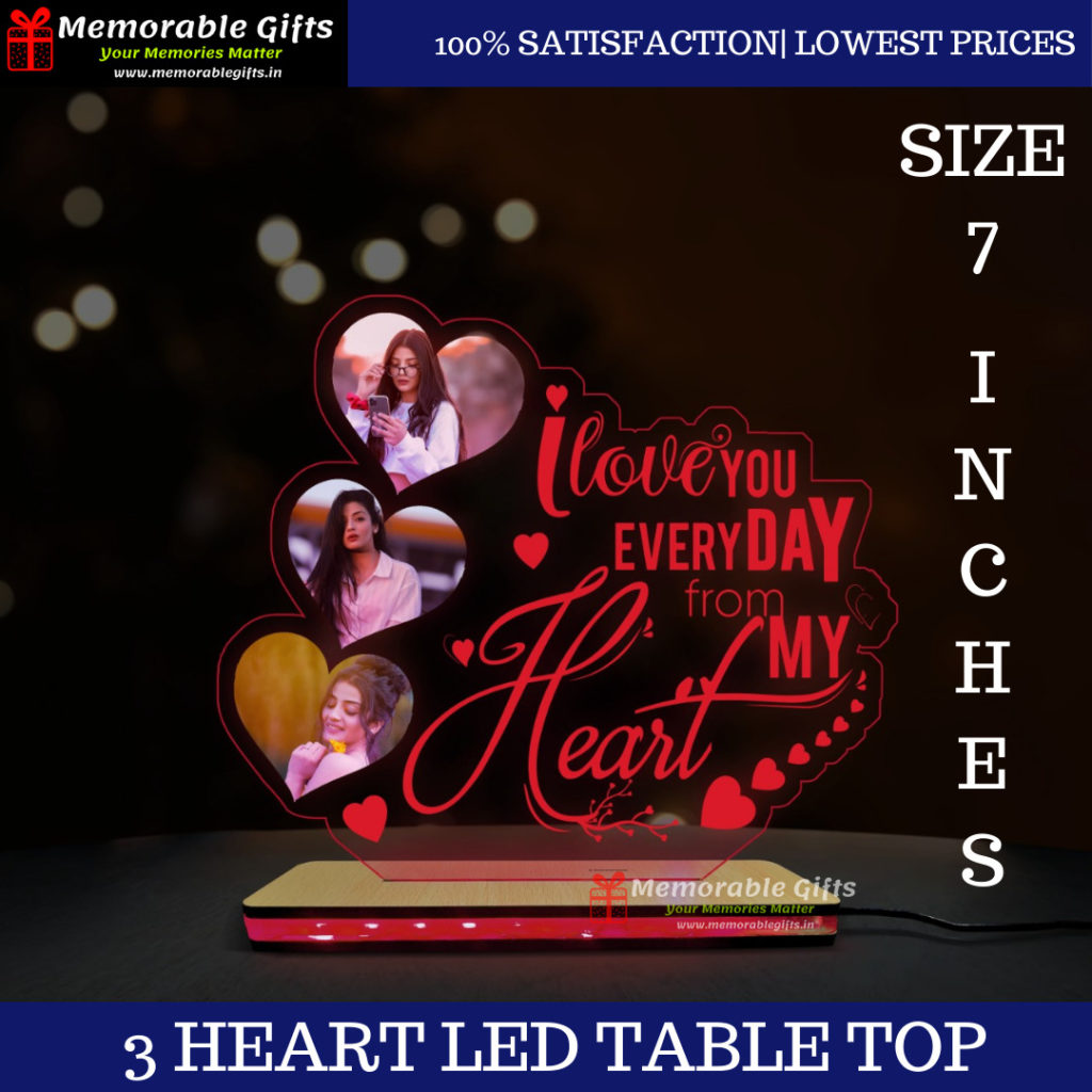 3 Heart LED Table Top