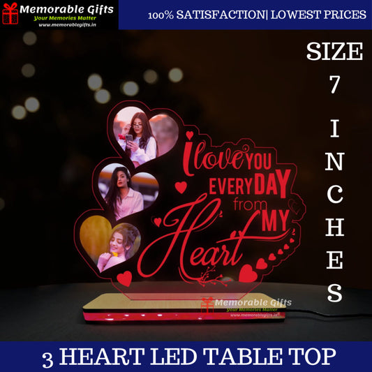 3 Heart LED Table Top