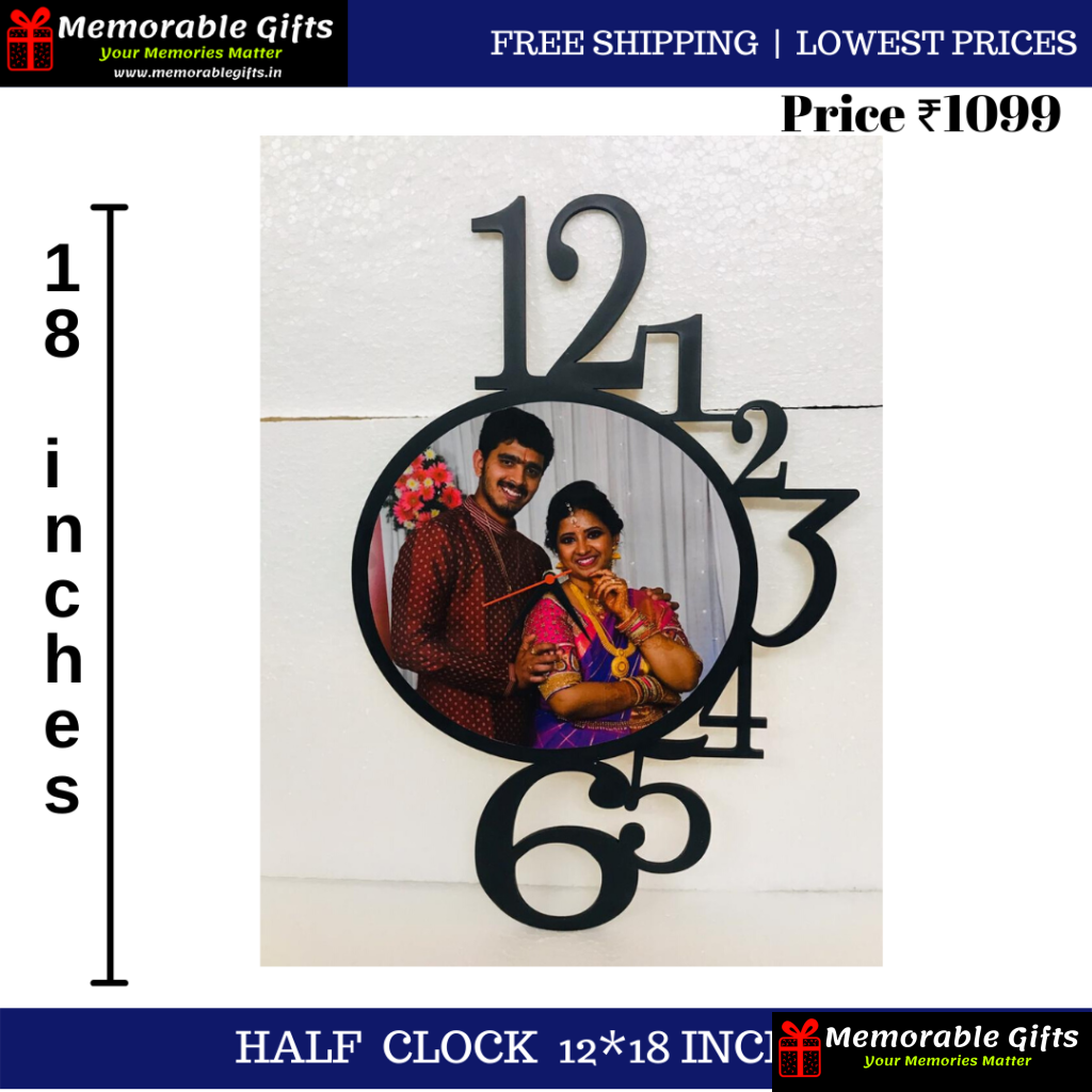 HALF WALL CLOCK with one picture