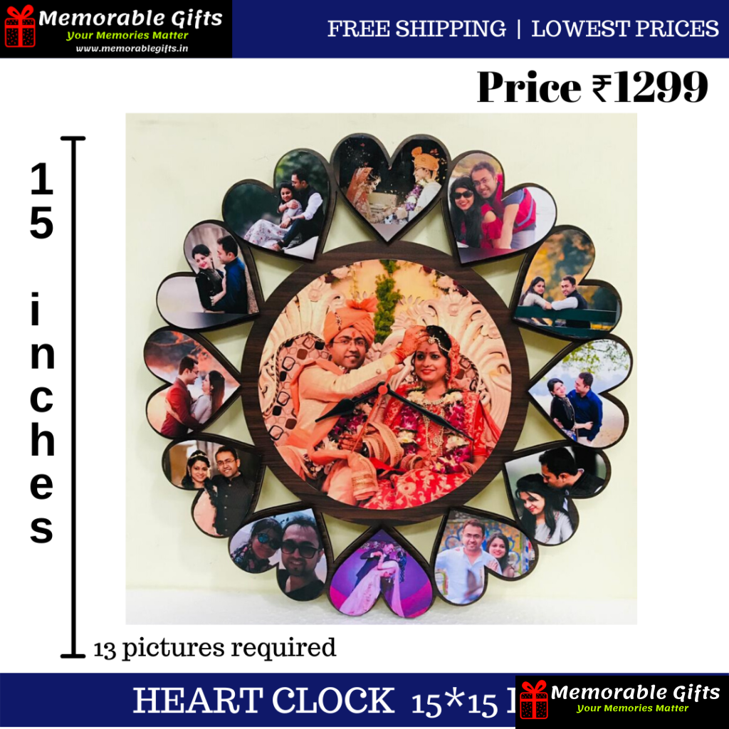 Heart Clock With 13 Pictures
