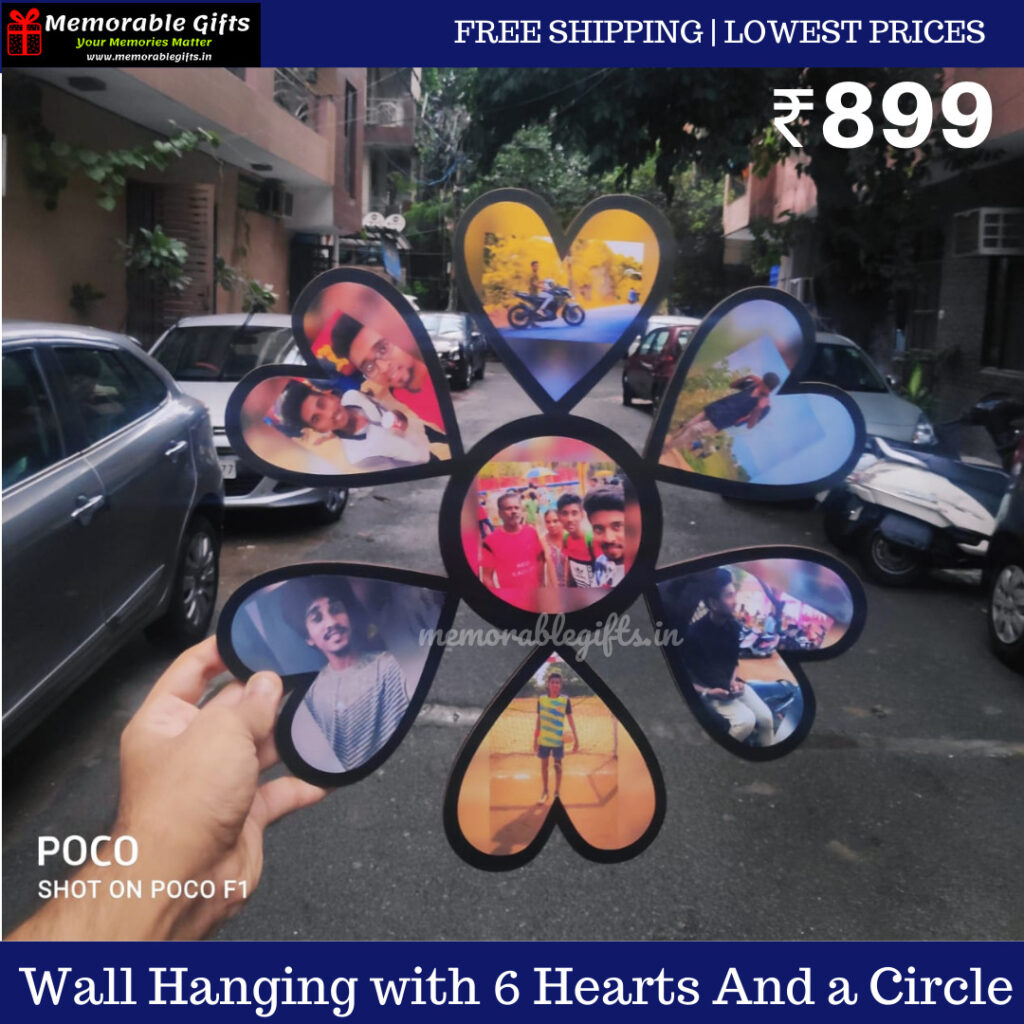 Wall Hanging with 6 Hearts And a Circle