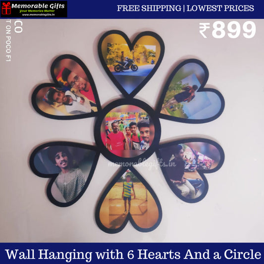 Wall Hanging with 6 Hearts And a Circle