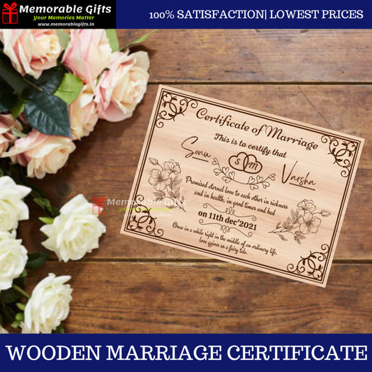 Wooden Marriage Certificate