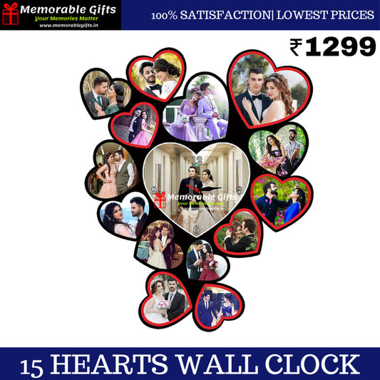 15 HEARTS WALL CLOCK