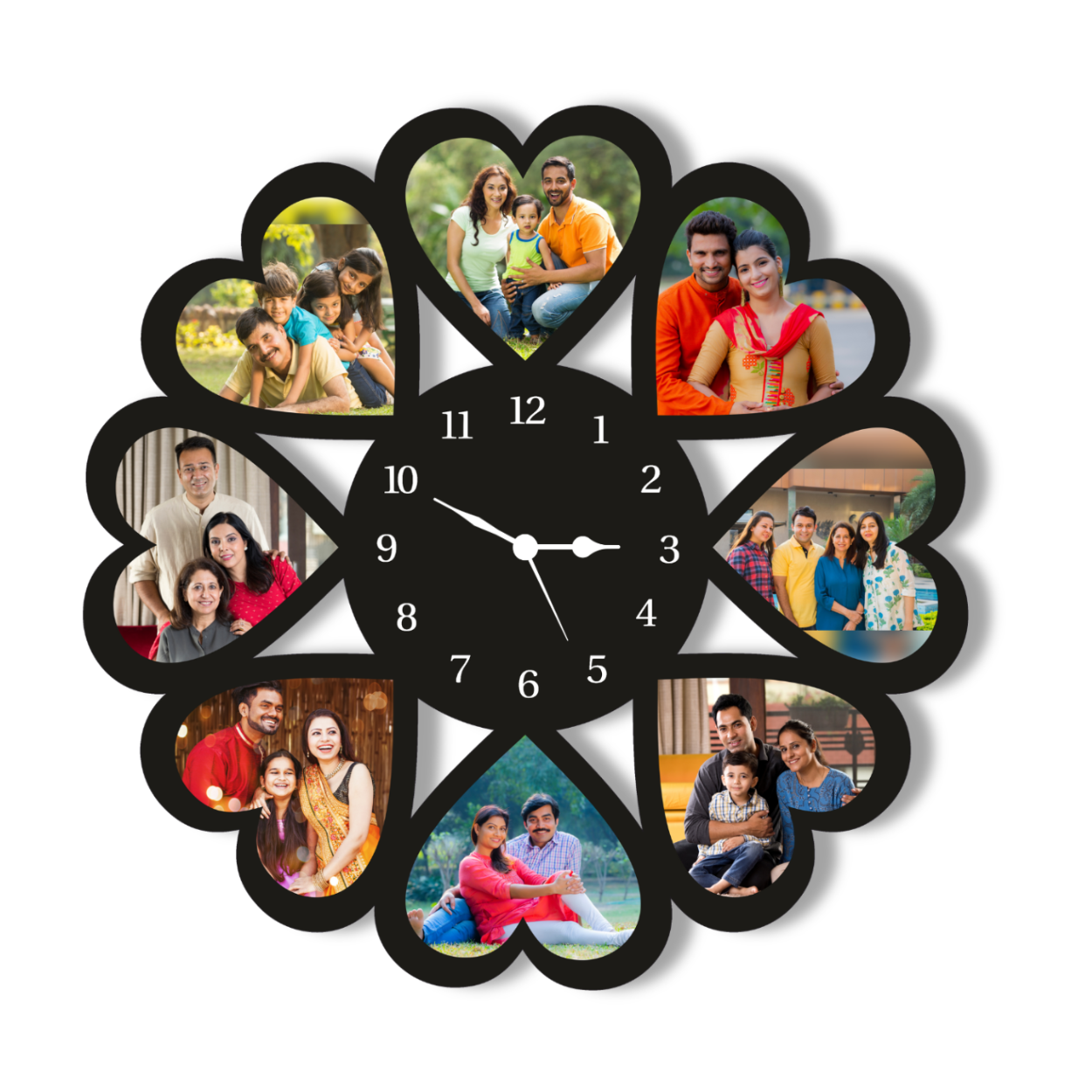Giftiliya Heart wall clock with 8 pictures