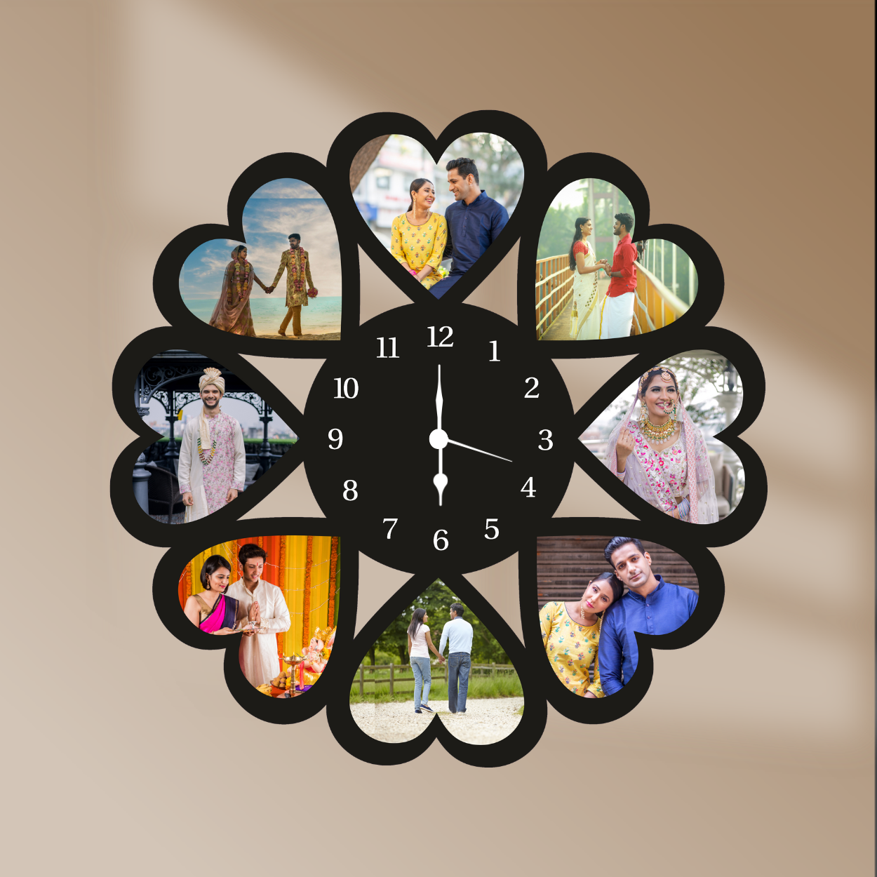 Giftiliya Heart wall clock with 8 pictures