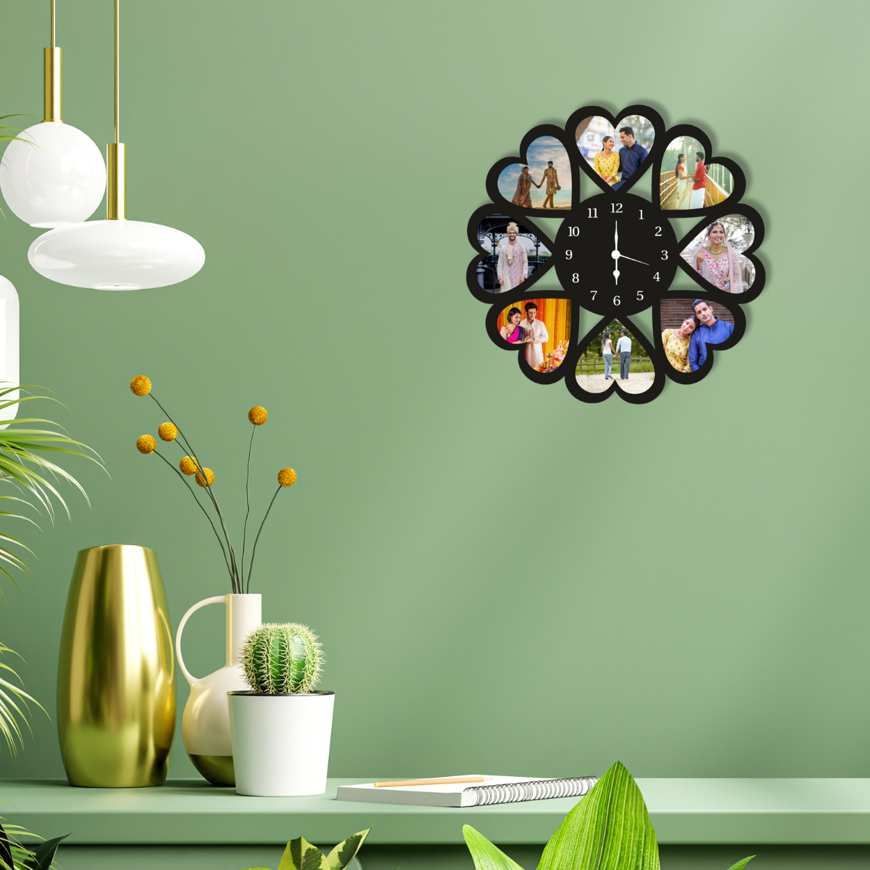 Giftiliya Heart wall clock with 8 pictures