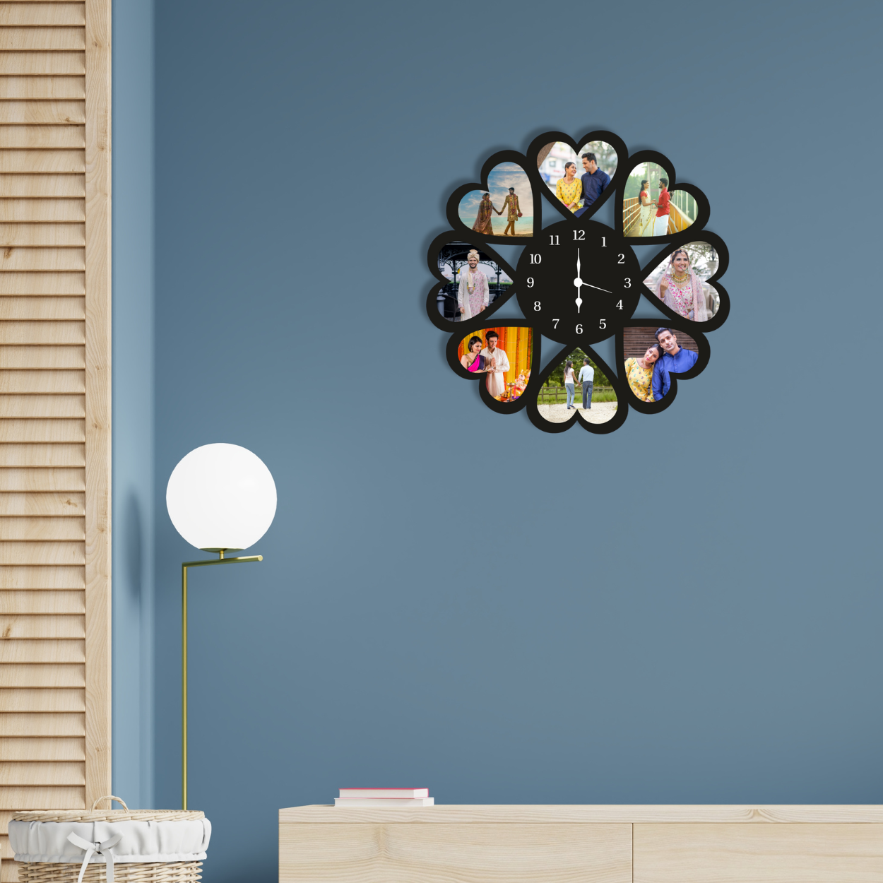 Giftiliya Heart wall clock with 8 pictures
