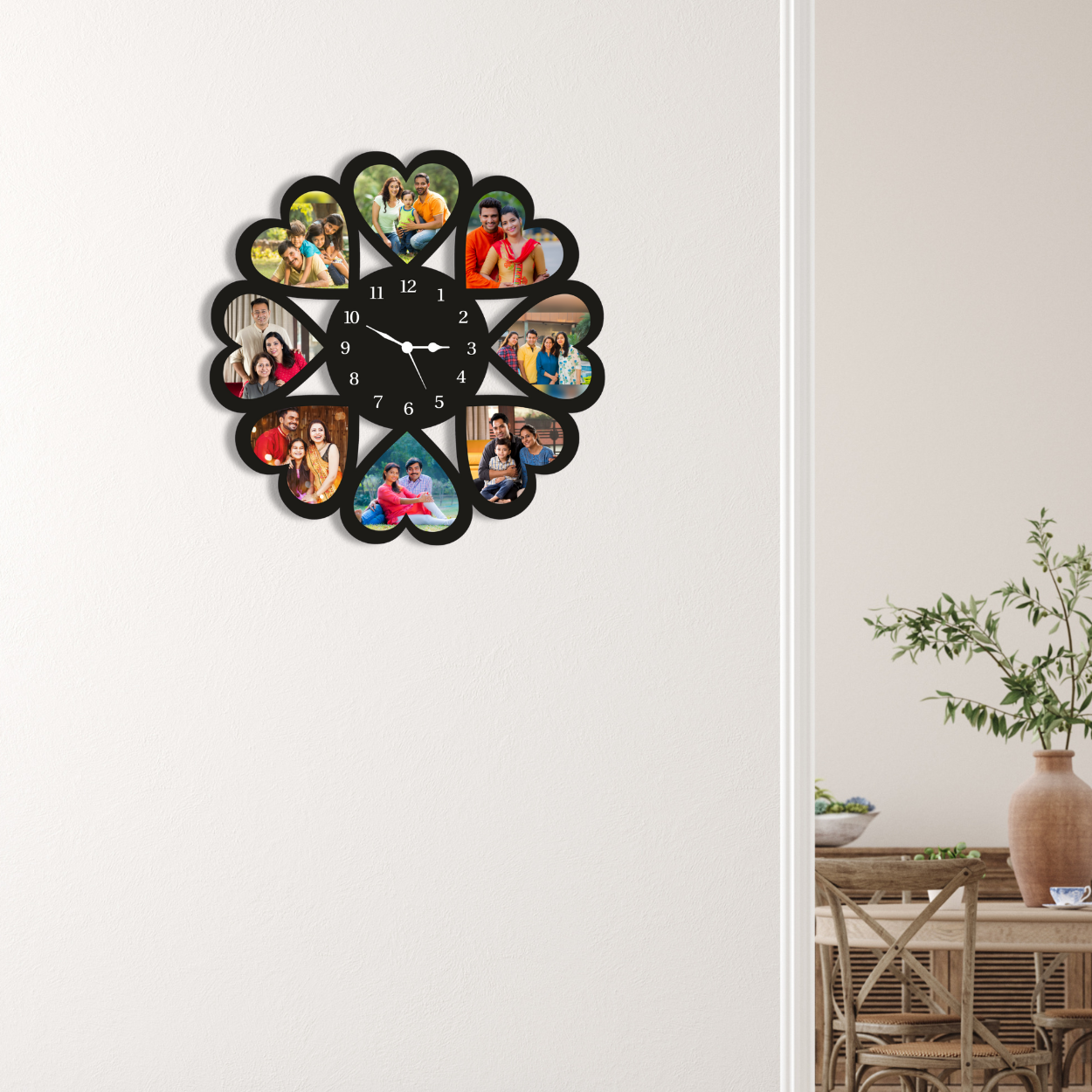 Giftiliya Heart wall clock with 8 pictures