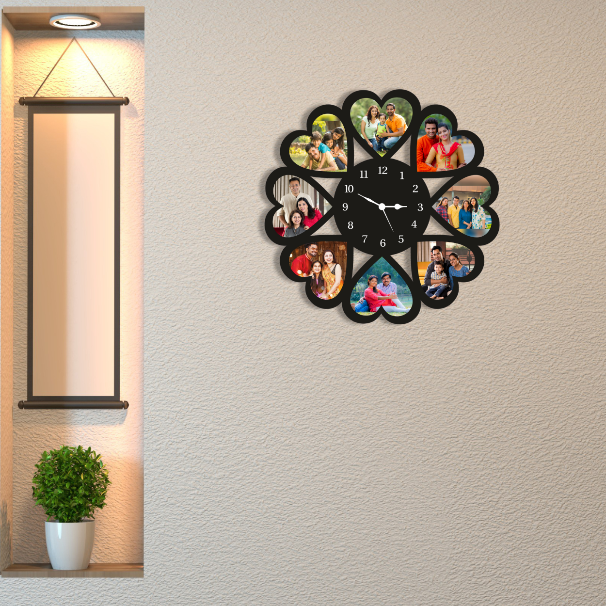 Giftiliya Heart wall clock with 8 pictures