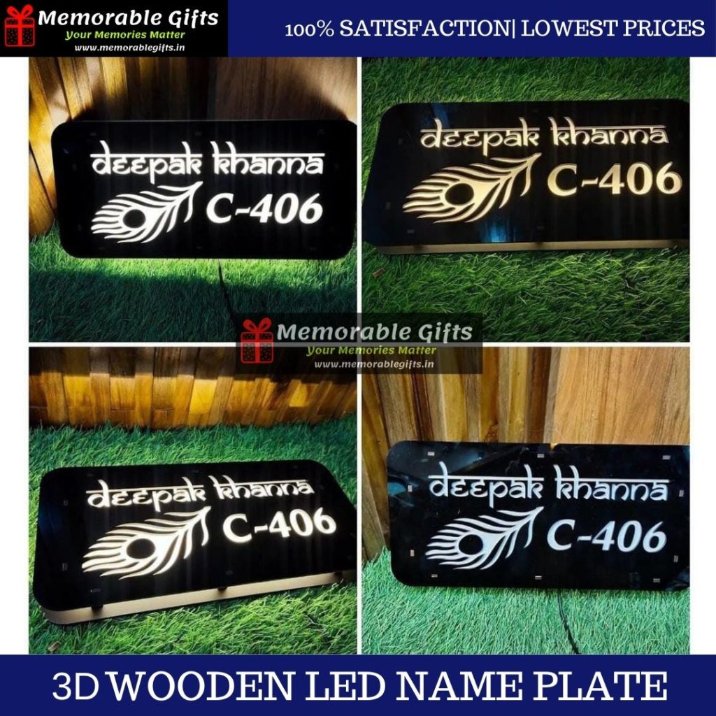 3D Wooden LED Name Plate
