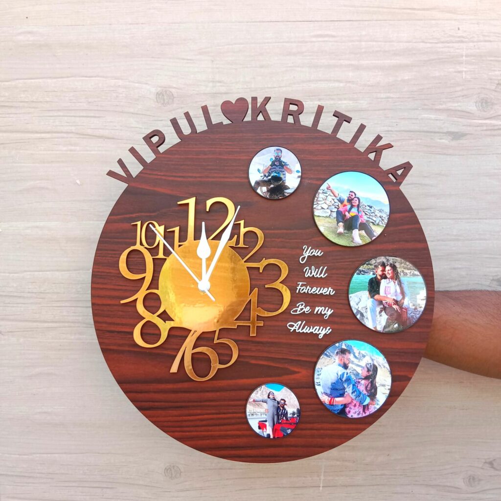 MDF Clock with 5 pictures