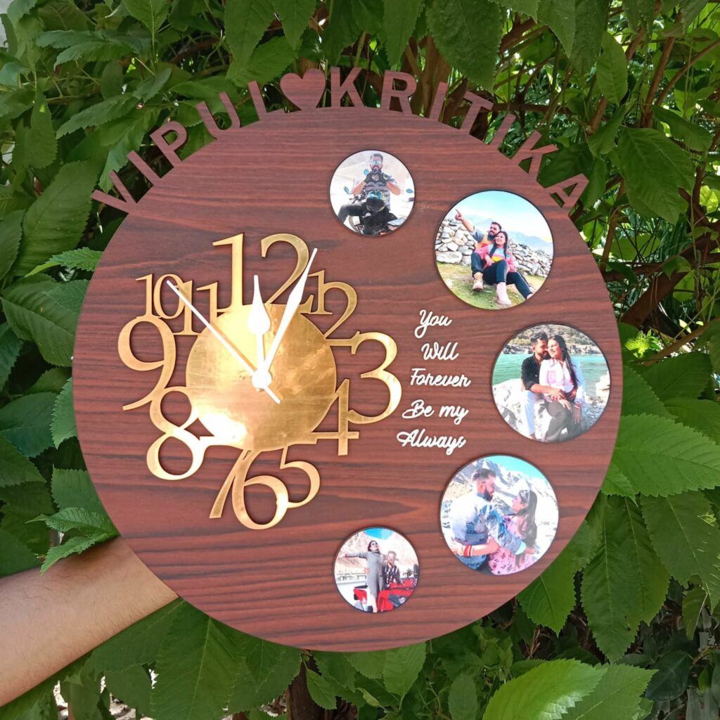 MDF Clock with 5 pictures