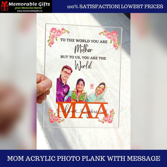Mom Acrylic Photo Plank with Message