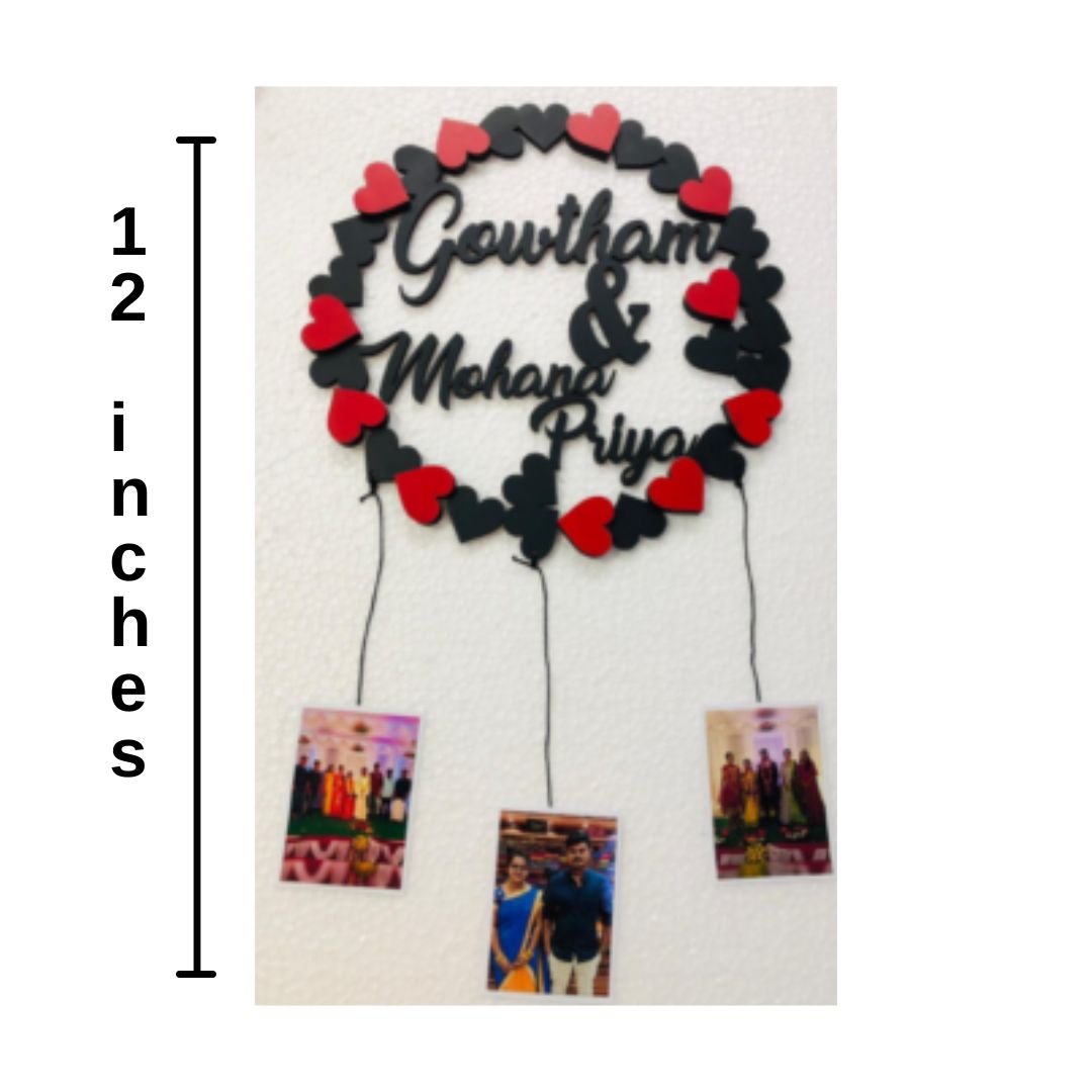 CIRCULAR HEART NAME PLATE With 3 pictures