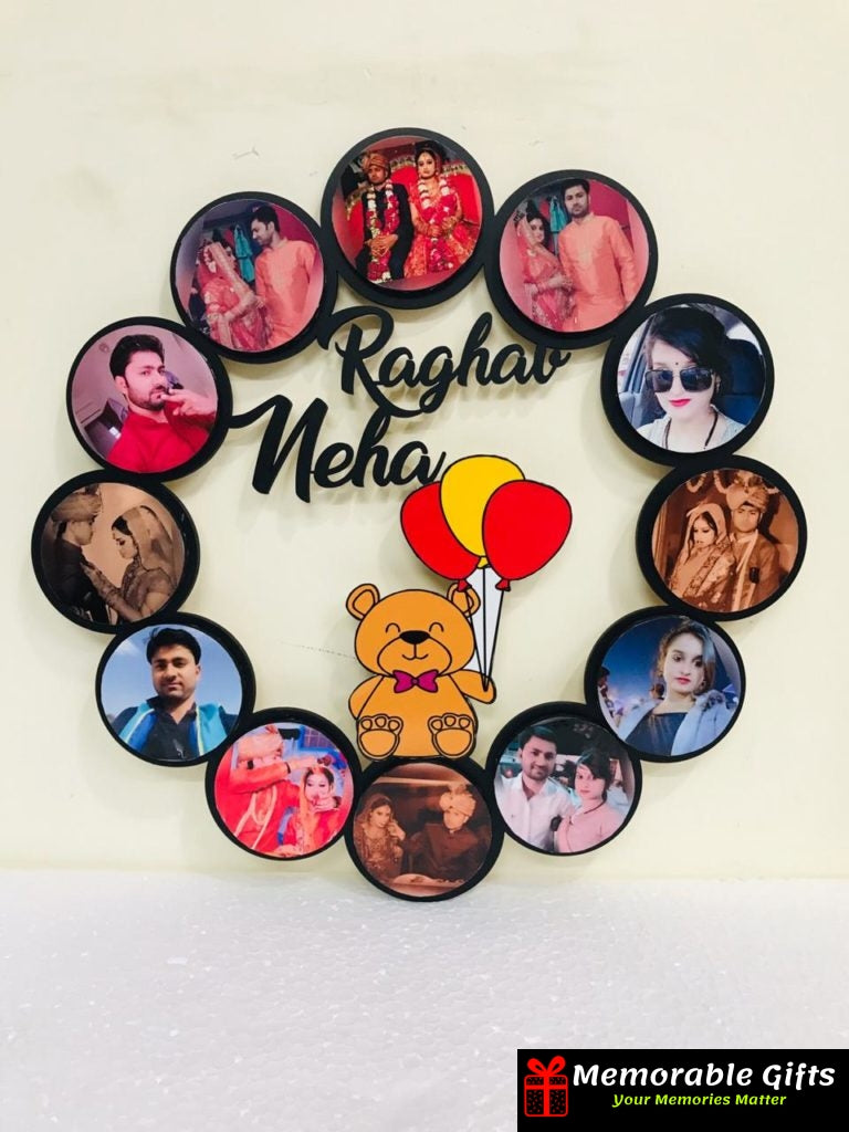 Name with teddy wooden wall hanging ( 15*15 inches)