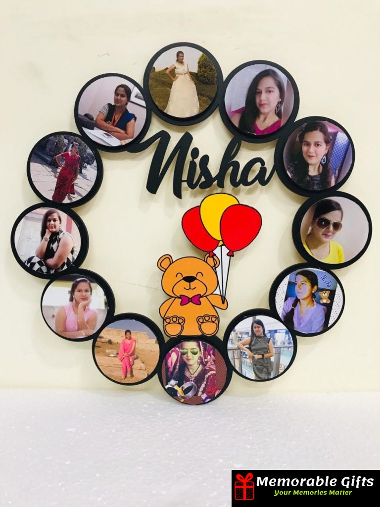 Name with teddy wooden wall hanging ( 15*15 inches)