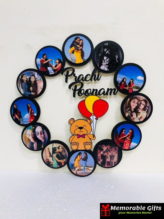 Name with teddy wooden wall hanging ( 15*15 inches)