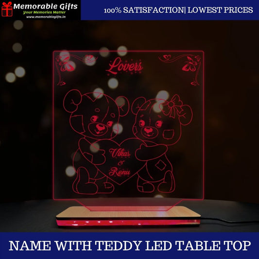 Name With Teddy LED table Top