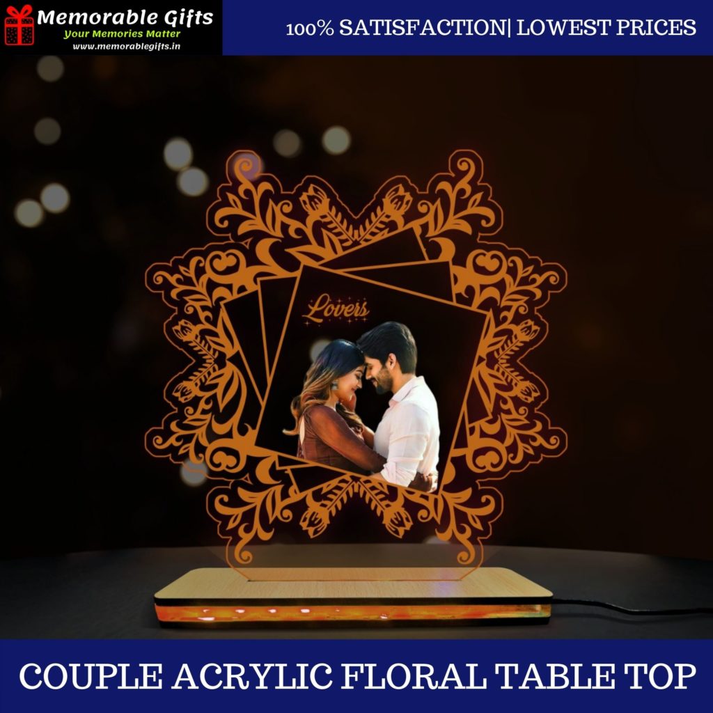 Couple Acrylic Floral Table Top