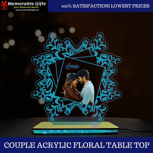 Couple Acrylic Floral Table Top
