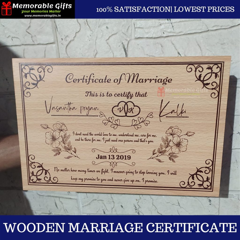 Wooden Marriage Certificate
