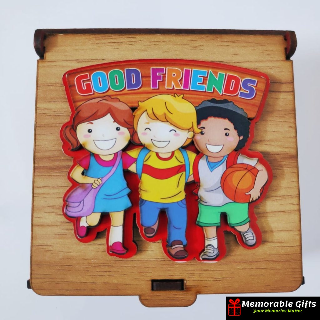 Good Friends Wooden Box With Friendship bottle