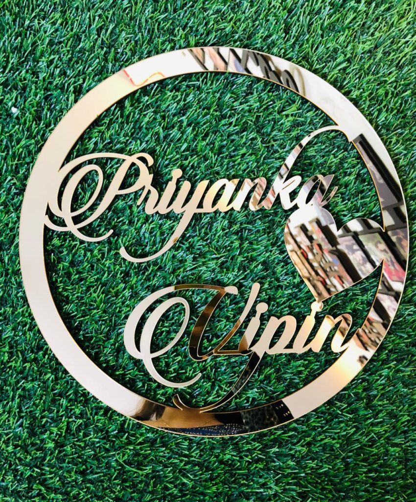 Golden acrylic name plate by Giftiliya