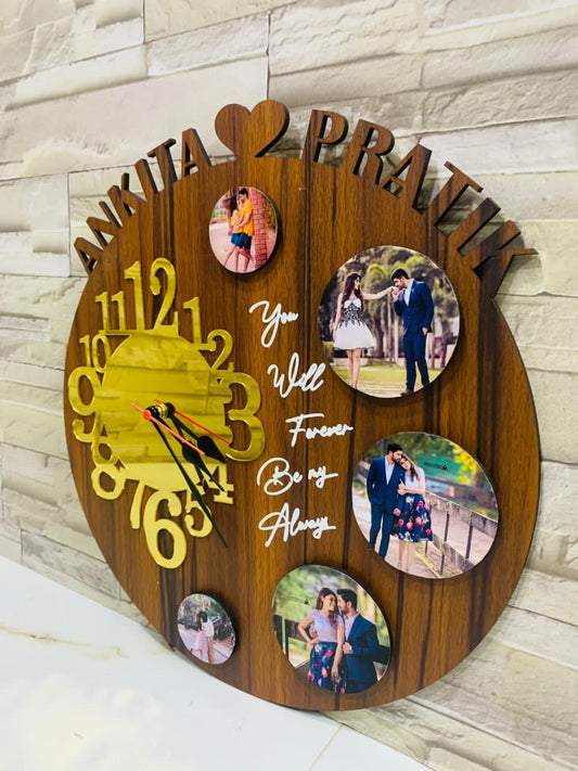 MDF Clock with 5 pictures