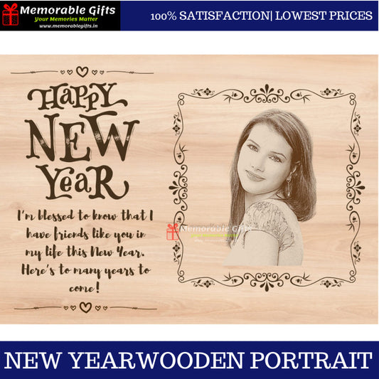 New Year Wooden Portrait