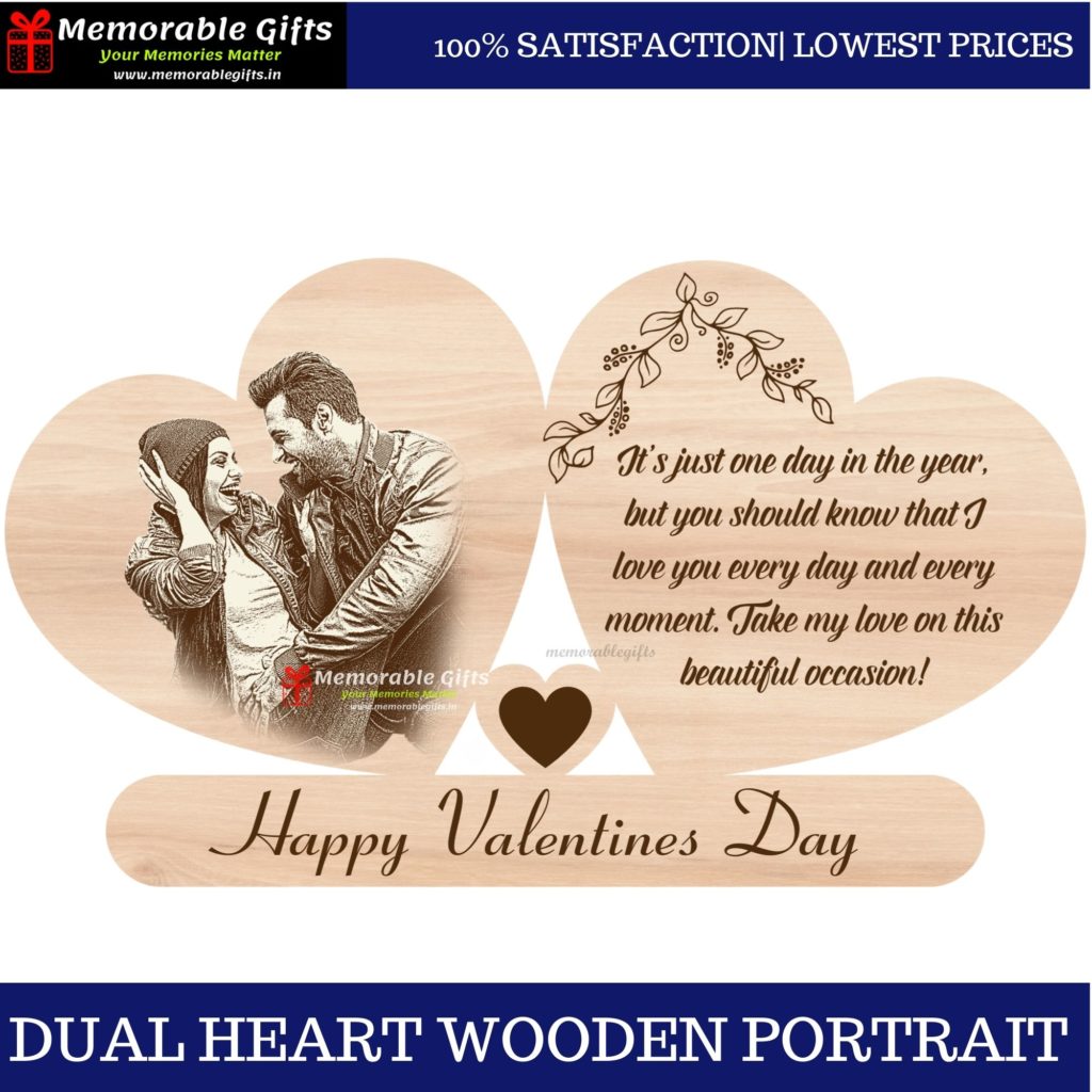 Dual Heart Wooden Portrait