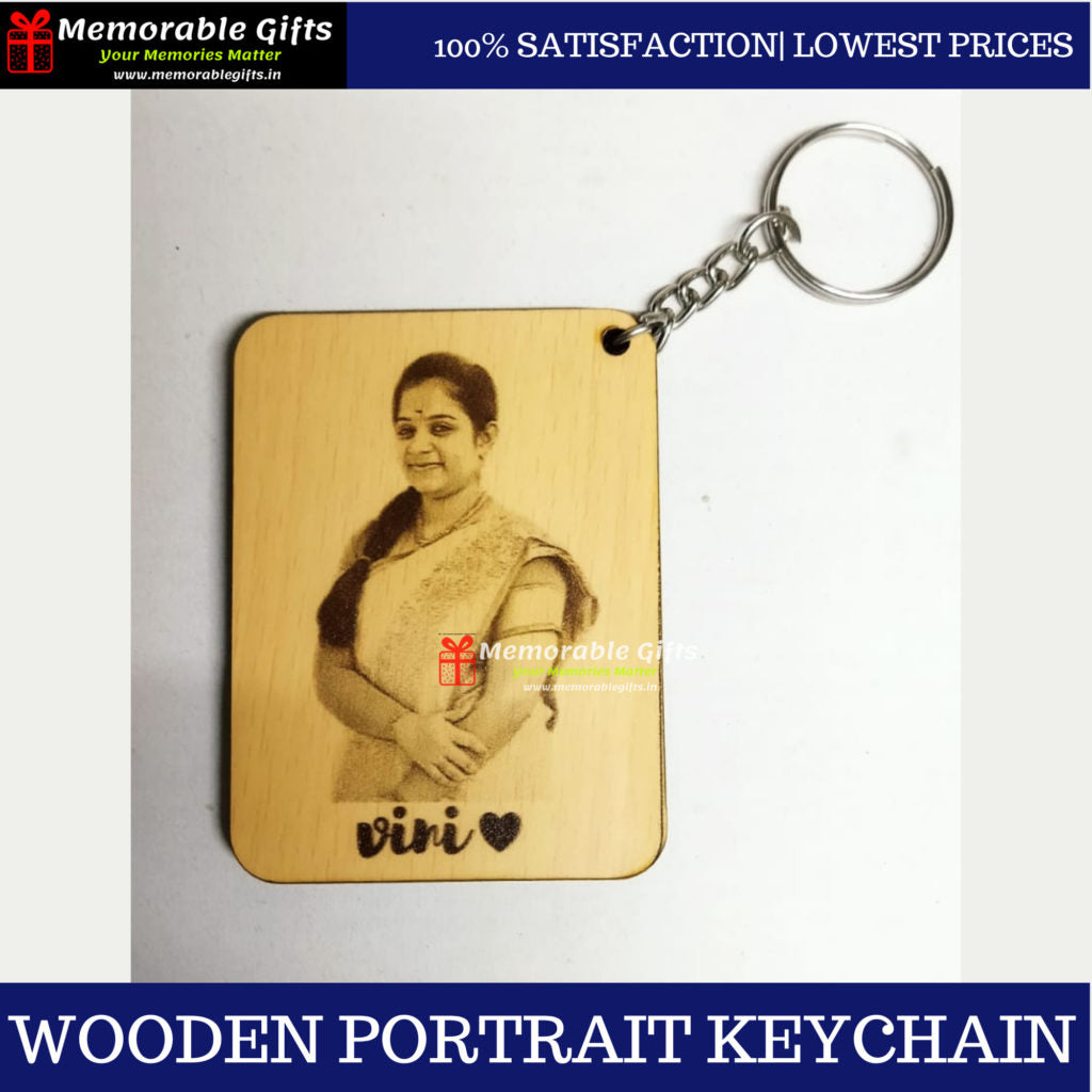 Giftiliya Wooden Portrait Keychain