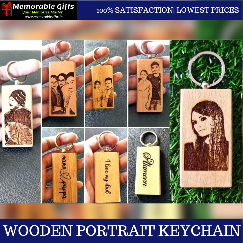 Giftiliya Wooden Portrait Keychain
