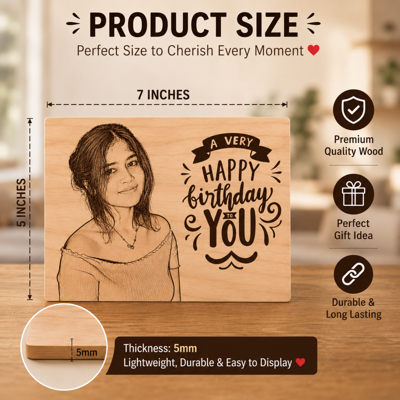 Giftiliya Wooden Portrait Birthday