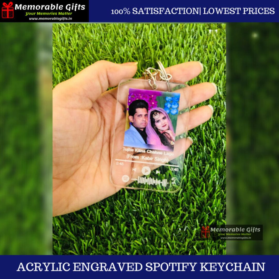 Acrylic engraved spotify keychain