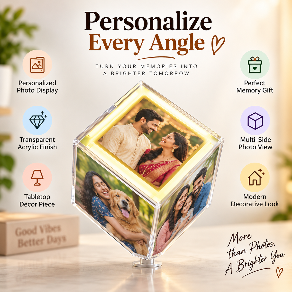 Personalised Rotating Cube With Led
